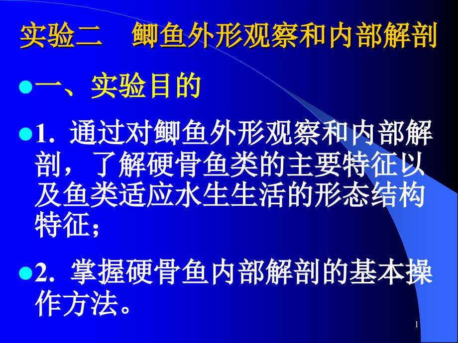 实验二-鲫鱼外形观察和内部解剖PPT幻灯片课件_第1页