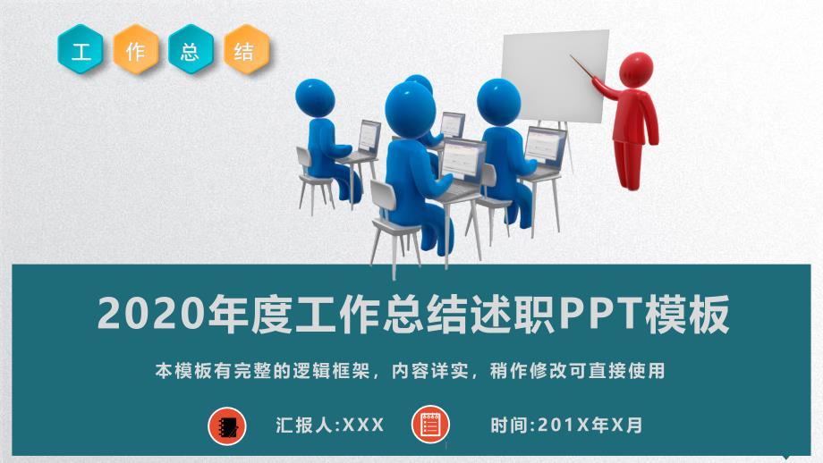 2020年度工作总结述职报告PPT模板课件_第1页