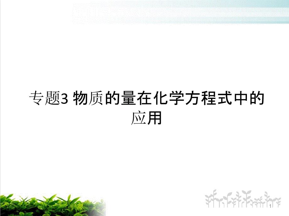 专题物质的量在化学方程式中的应用课件_第1页