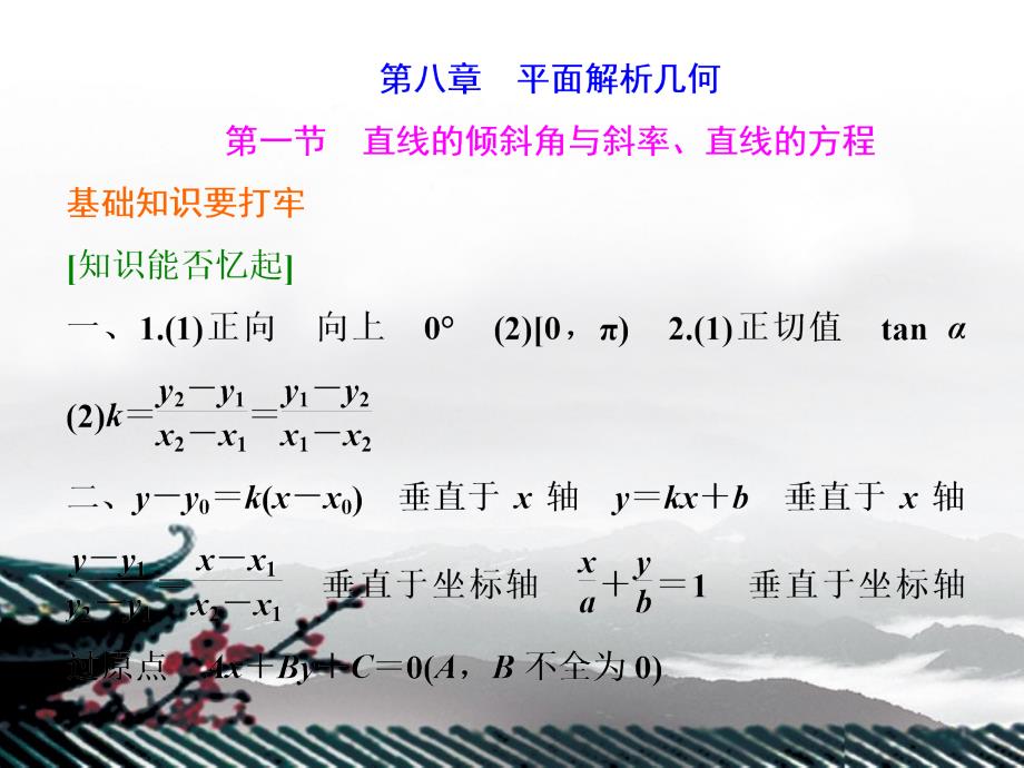 高考数学-第八章-第一节-直线的倾斜角与斜率、直线的方程ppt课件-文_第1页