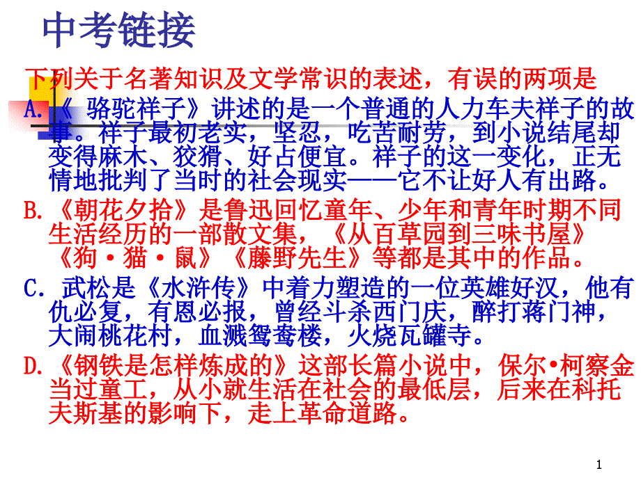 中考文学名著导读专题课件_第1页