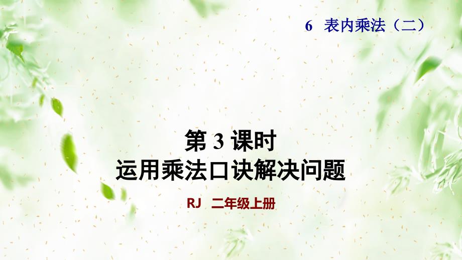 人教版二年级数学上册第六单元第3课时-运用乘法口诀解决问题(授课ppt课件)_第1页