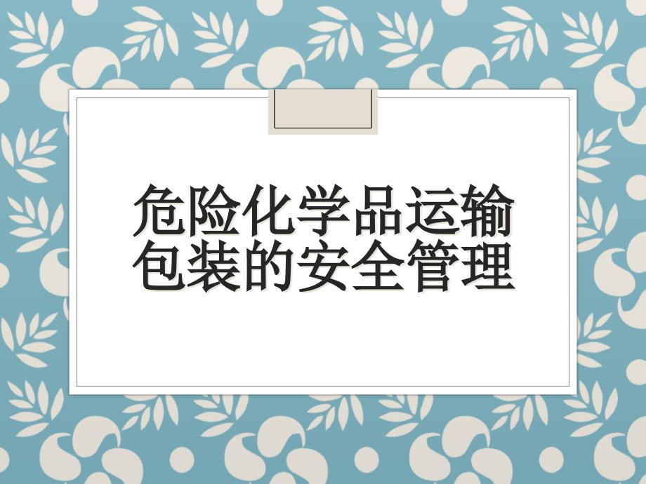 危险化学品运输、包装的安全管理课件_第1页