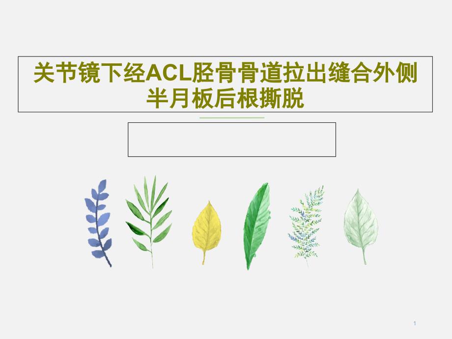 关节镜下经ACL胫骨骨道拉出缝合外侧半月板后根撕脱课件_第1页