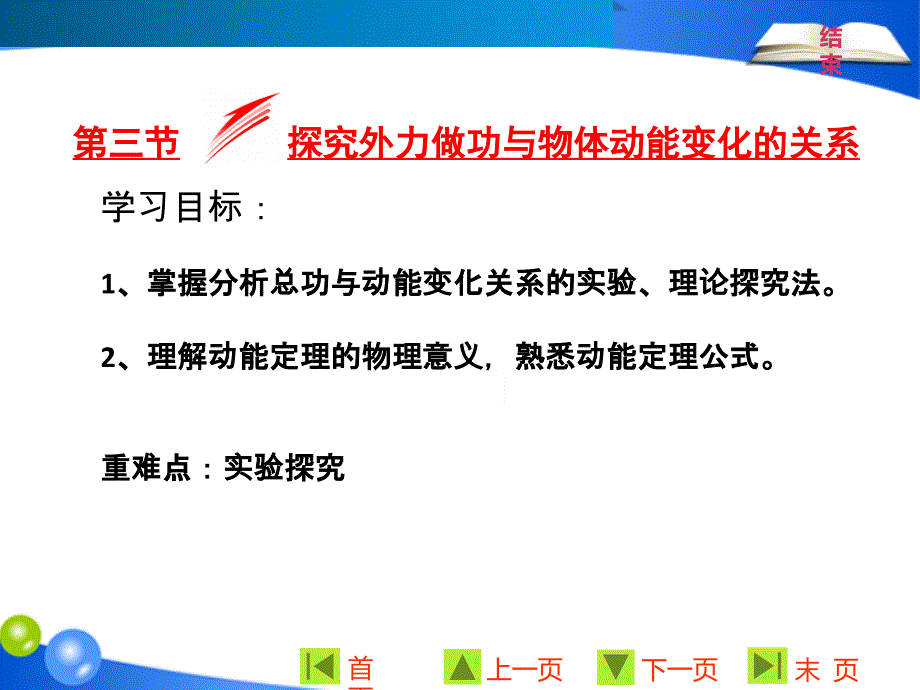 高中物理必修2粤教《第四章机械能和能源第03节探究外力做功与物体动能变化的关系》课件-一等奖_第1页