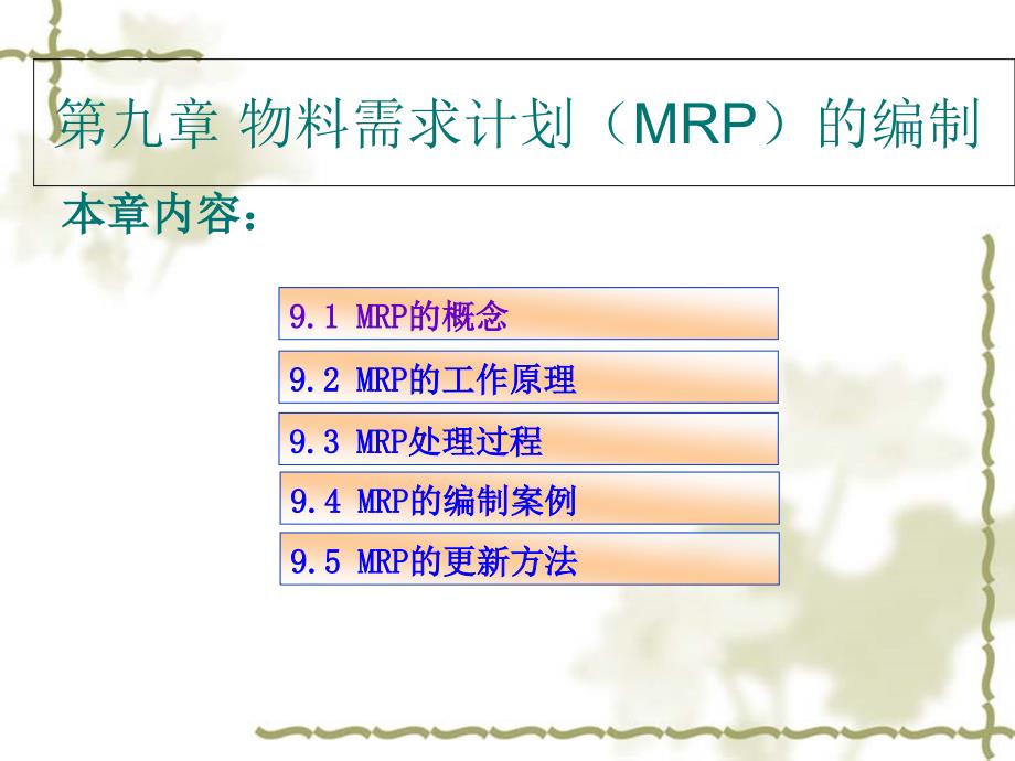 物料需求计划MRP的编制培训ppt课件_第1页