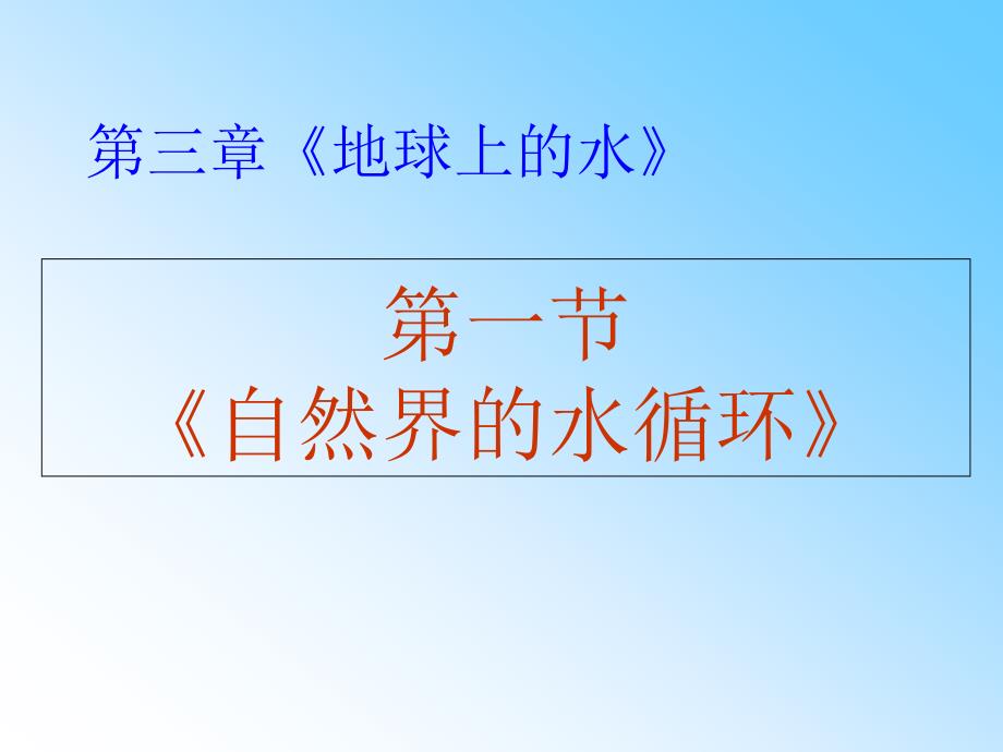 高一上学期地理ppt课件必修一31自然界的水循环_第1页