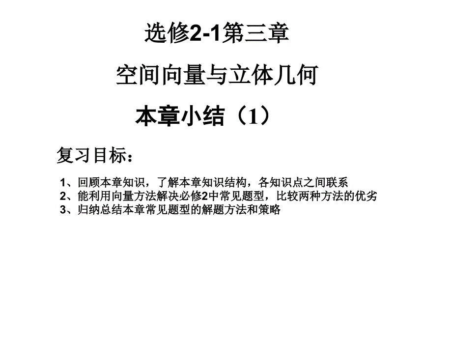 高中数学选修2-1第三章本章小结(汇总)课件_第1页