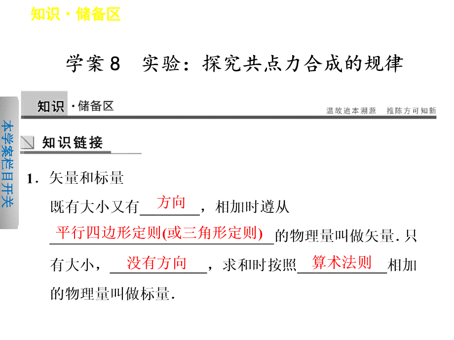 高中物理第二章力第8节实验探究共点力合成的规律ppt课件教科必修_第1页