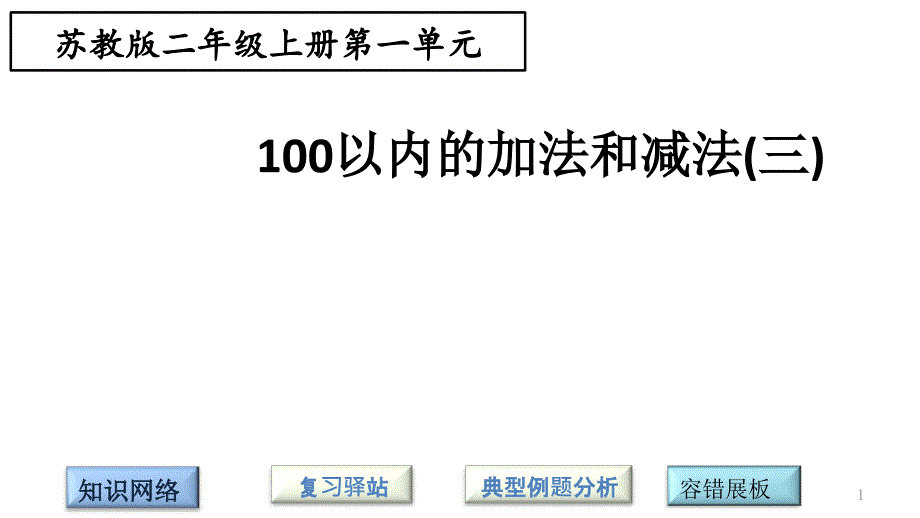 苏教版二年级上册数学第一单元100以内的加法和减法（三）课件_第1页