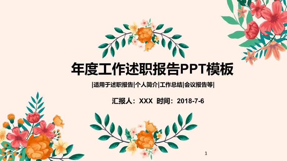 年度工作述职报告PPT模板课件_第1页