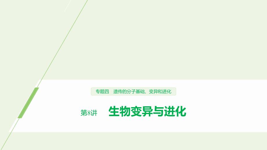 (浙江专用)2020年高考生物二轮复习专题四遗传的分子基础、变异和进化第8讲生物变异与进化ppt课件_第1页