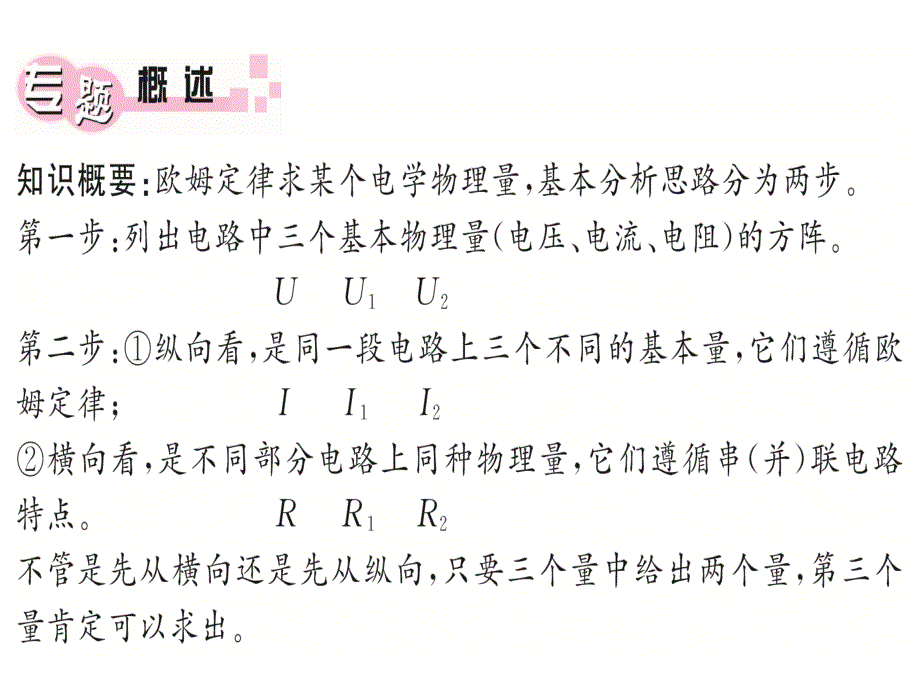 九年级物理全册专题二欧姆定律的计算ppt课件(新版)新人教版_第1页