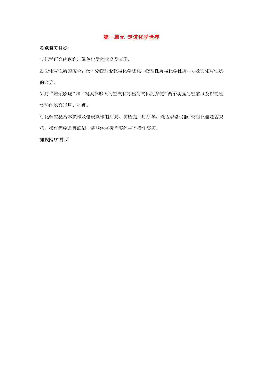 九年級(jí)化學(xué)第一單元《走進(jìn)化學(xué)世界》復(fù)習(xí)學(xué)案.人教版_第1頁