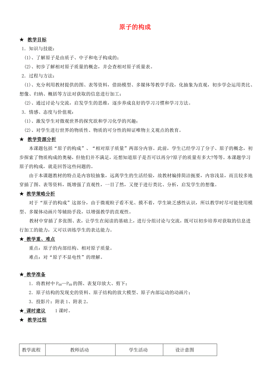 九年級化學全冊 第二單元 2.3 原子的構成教案2 魯教版-魯教版初中九年級全冊化學教案_第1頁