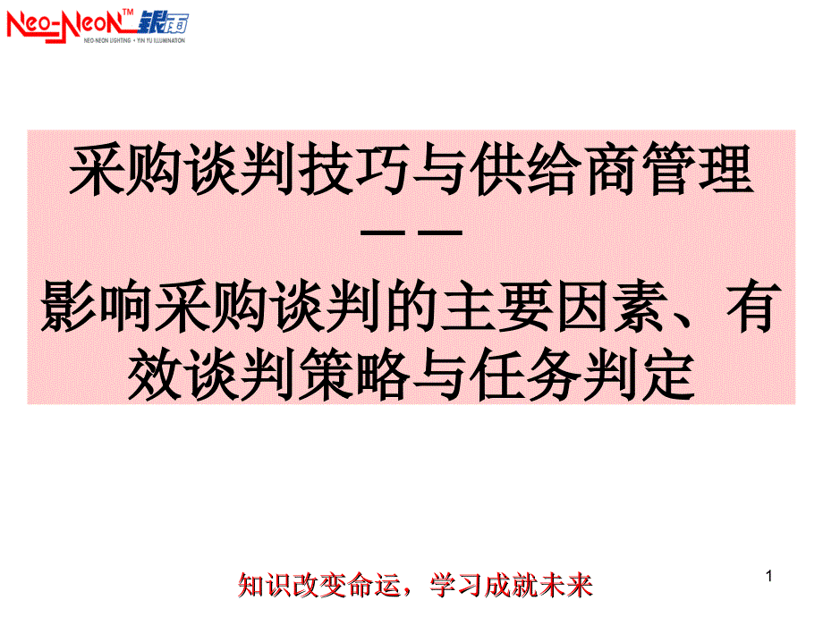 影响采购谈判的主要因素有效谈判策略与任务判定课件_第1页