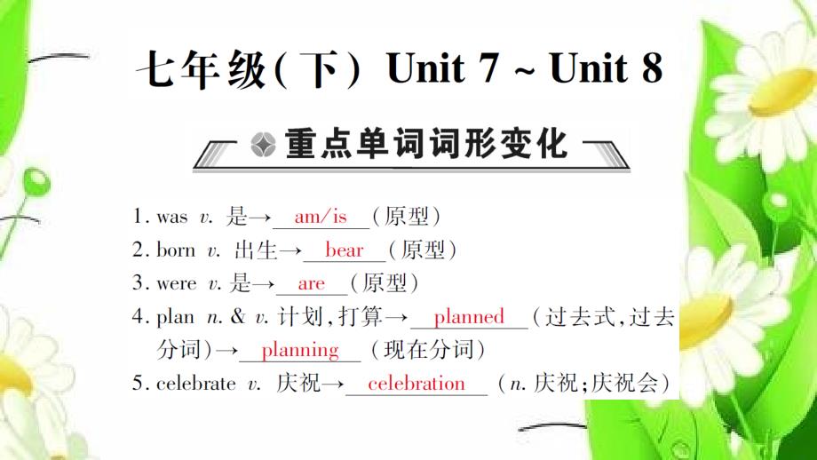 仁爱版七年级英语下册教材Unit7Unit8单元知识点梳理课件_第1页