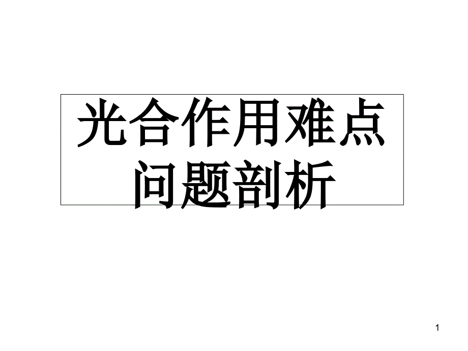 高考生物光合作用难点问题剖析课件_第1页