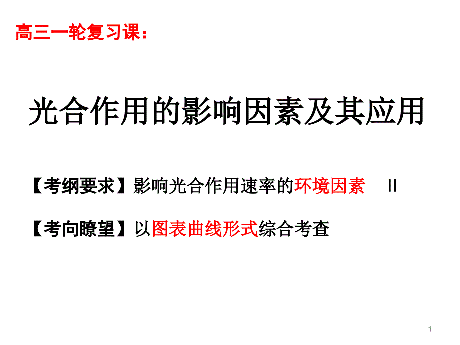 高考生物影响光合作用的因素及应用课件_第1页