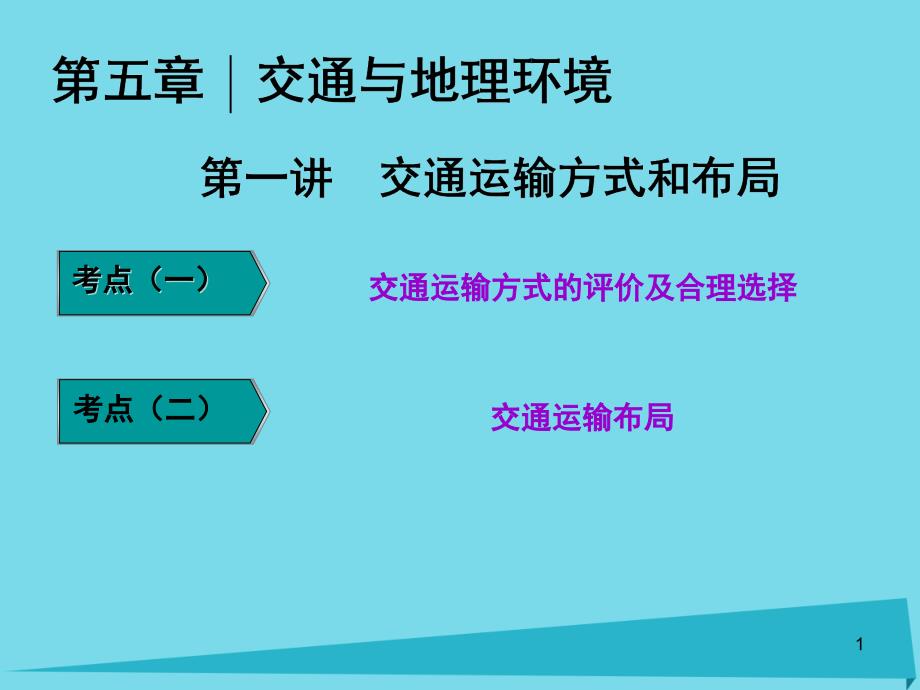 高三地理复习-第二部分-第五章-交通与地理环境-第一讲-交通运输方式和布局ppt课件_第1页