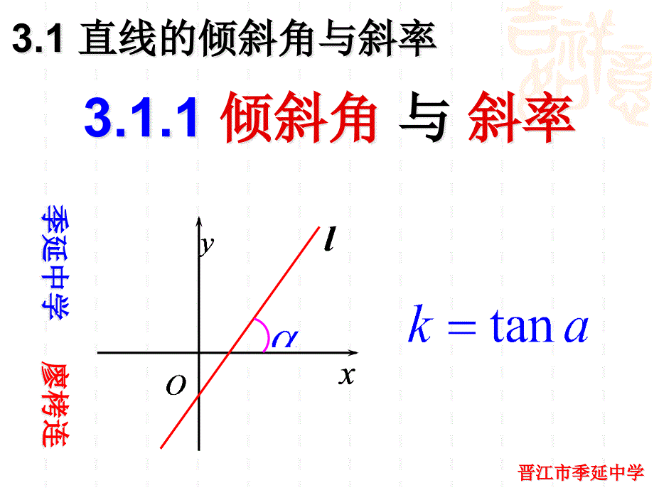 人教版高中数学必修二ppt课件311倾斜角与斜率_第1页