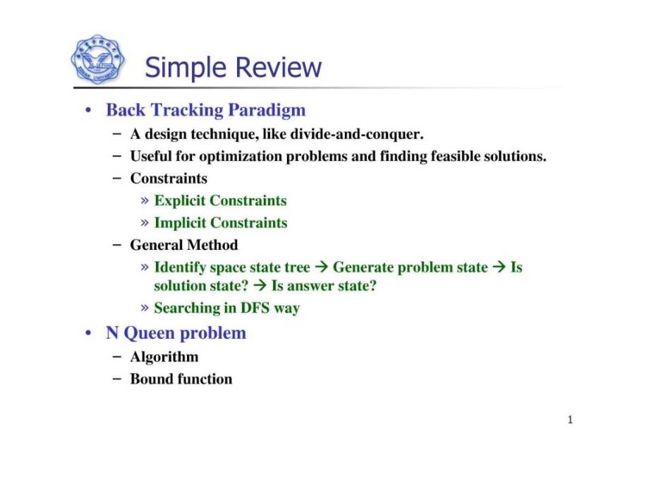 算法导论Let15BackTrackingAlgorithmsII_第1页