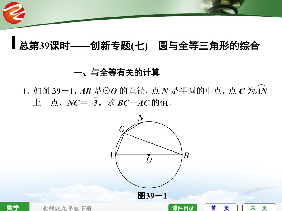 总第39课时——创新专题(七)-圆与全等三角形的综合课件_第1页