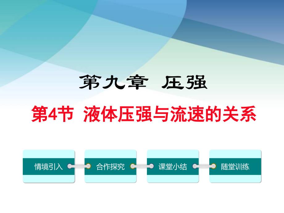 初二物理下册《液体压强与流速的关系》ppt课件_第1页