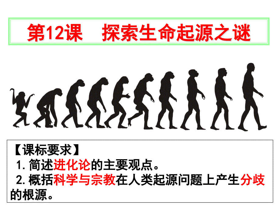 高中历史人教版必修三-第12课：探索生命起源之谜课件_第1页