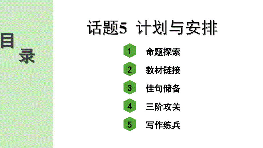 人教版中考英语作文指导与复习——话题5-计划与安排课件_第1页