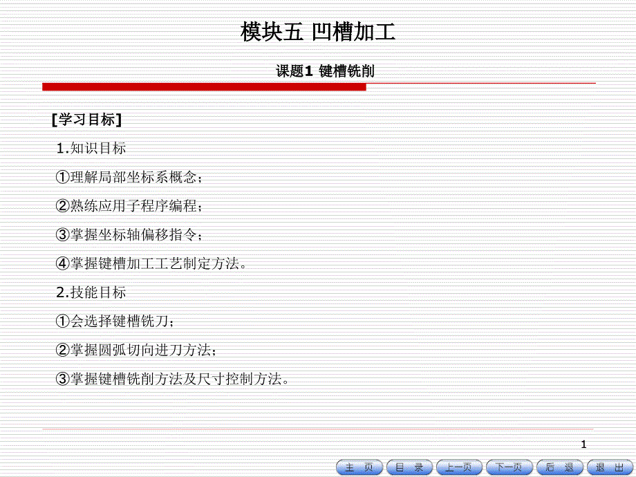 数控车(铣)床编程与操作课题一键槽铣削课件_第1页