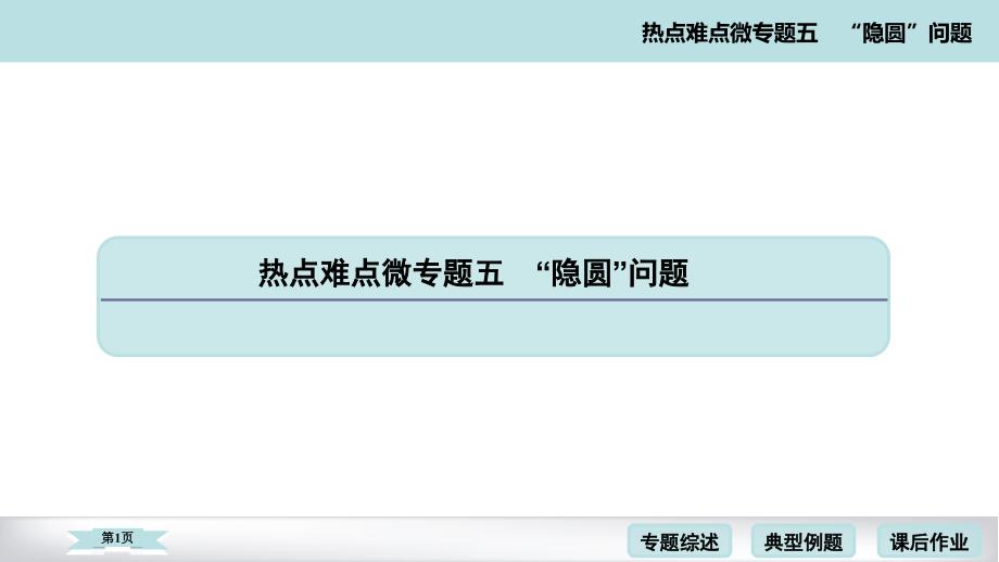 2020高考数学热点难点微专题五“隐圆”问题考点考向考题点拨课件_第1页