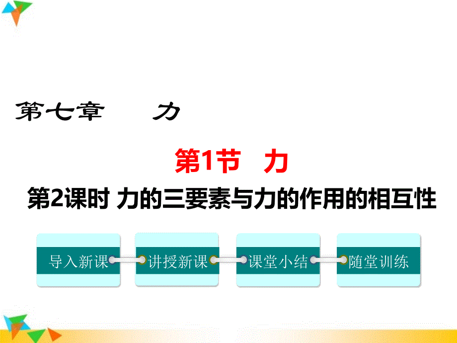 【人教版八年级物理下册】第七章-力-第1节-力-第2课时-力的三要素与力的作用的相互性-课件_第1页