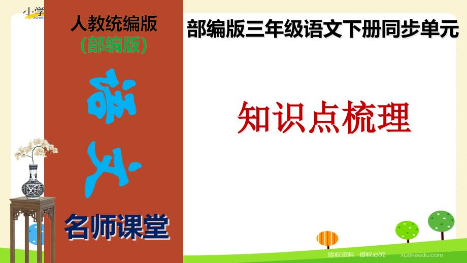 【名师课堂】部编版三年级语文下册第八单元知识点梳理(ppt课件)_第1页