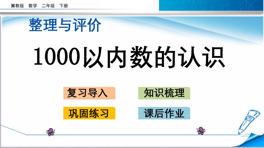 【2020新】冀教版二年级数学下册《整理与评价.1-1000以内数的认识》ppt课件_第1页