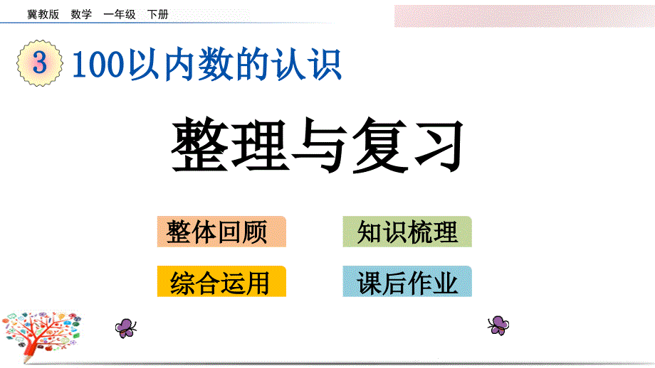 冀教版一年级数学下册《3.8-整理与复习》ppt课件_第1页