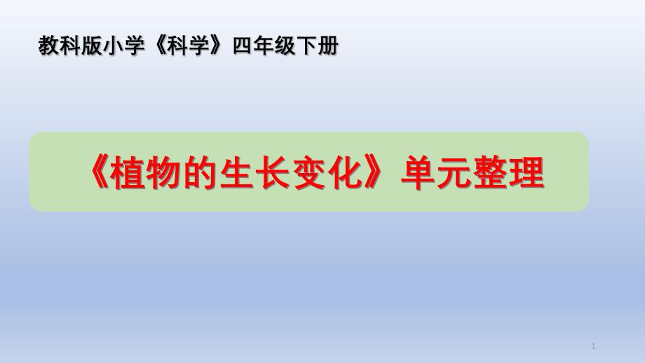 小学科学教科版四年级下册第一单元《植物的生长变化》单元复习ppt课件(2021新版)_第1页