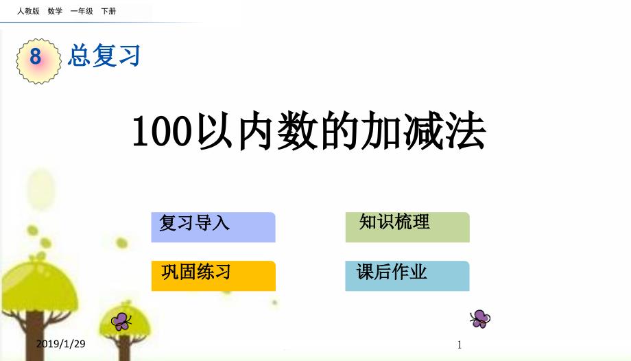 人教版一年级数学下册8.2-100以内数的加减法课件_第1页