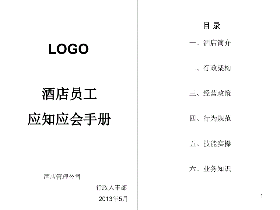 酒店员工应知应会手册课件_第1页