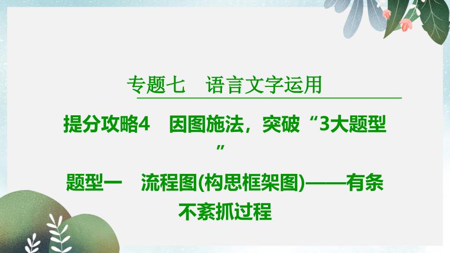 高考语文二轮提分复习专题7语言文字运用提分攻略4题型1流程图构思框架图_有条不紊抓过程ppt课件_第1页