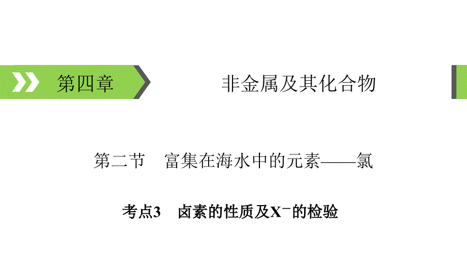 2021届高考化学一轮总复习卤素的性质及X-的检验ppt课件_第1页