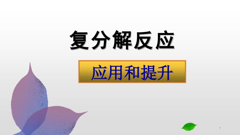 中考化学专题复习：复分解反应应用与提升ppt课件_第1页