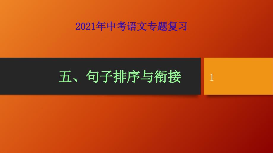 中考语文专题复习PPT-句子排序与衔接课件_第1页