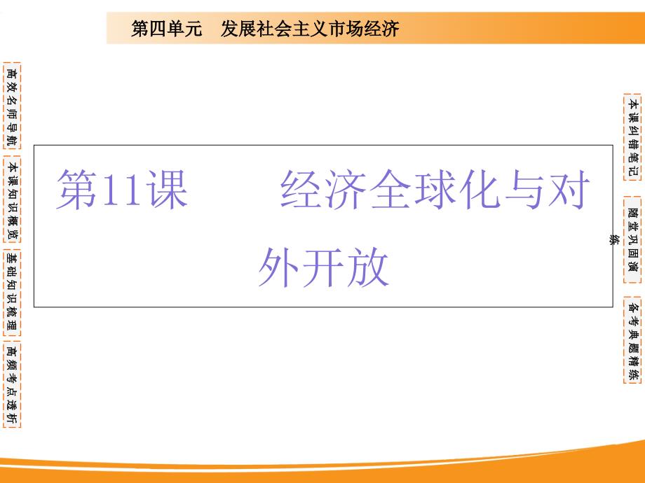 2020届高考政治一轮复习ppt课件：第十一课-经济全球化与对外开放_第1页