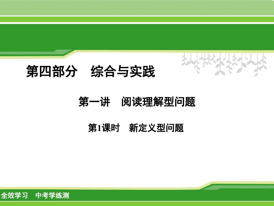 2021届全效学习中考数学学练测第1课时新定义型问题(优秀)课件_第1页