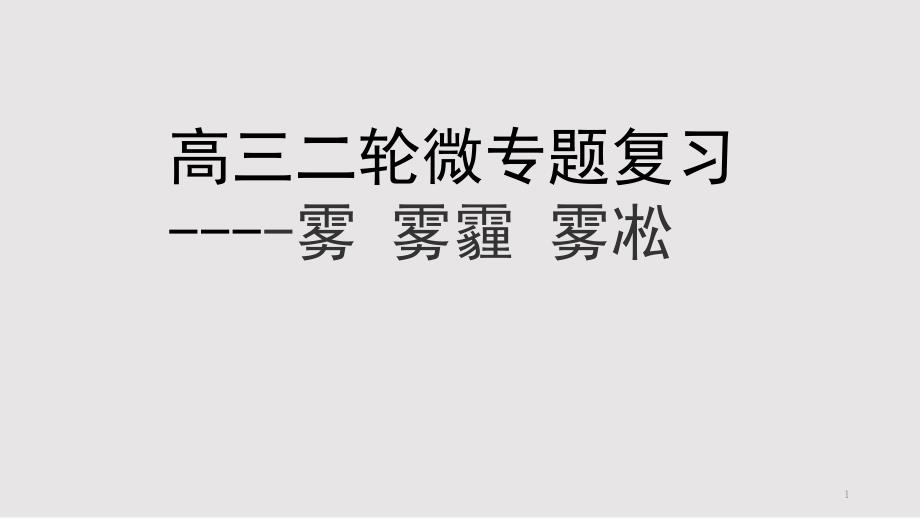 高三二轮微专题复习：雾、雾霾课件_第1页