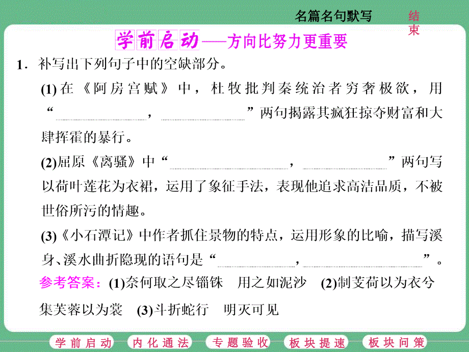 高考语文专题六--名篇名句默写课件_第1页