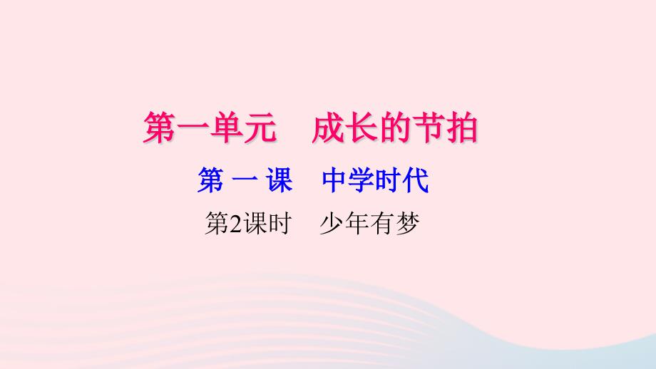 七年级道德与法治上册第一单元第一课中学时代(第2课时少年有梦)习题ppt课件新人教版_第1页