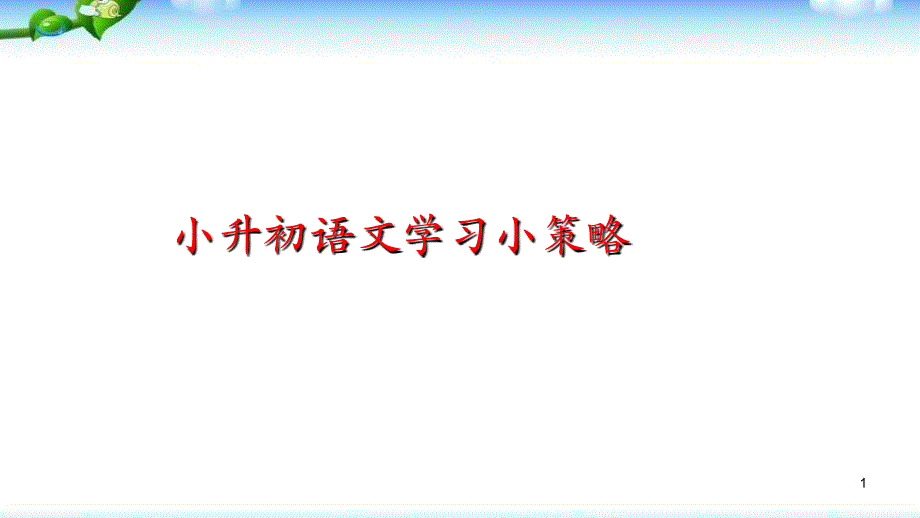 小学升初中语文综合复习学习小策略课件_第1页