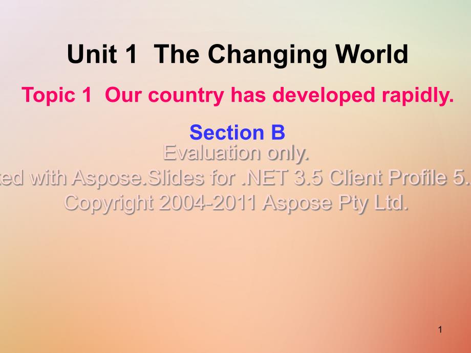 九年级英语上册-Unit-1-The-Changing-World-Topic-1-Our-country-has-developed-rapidly-Section-Bppt课件_第1页